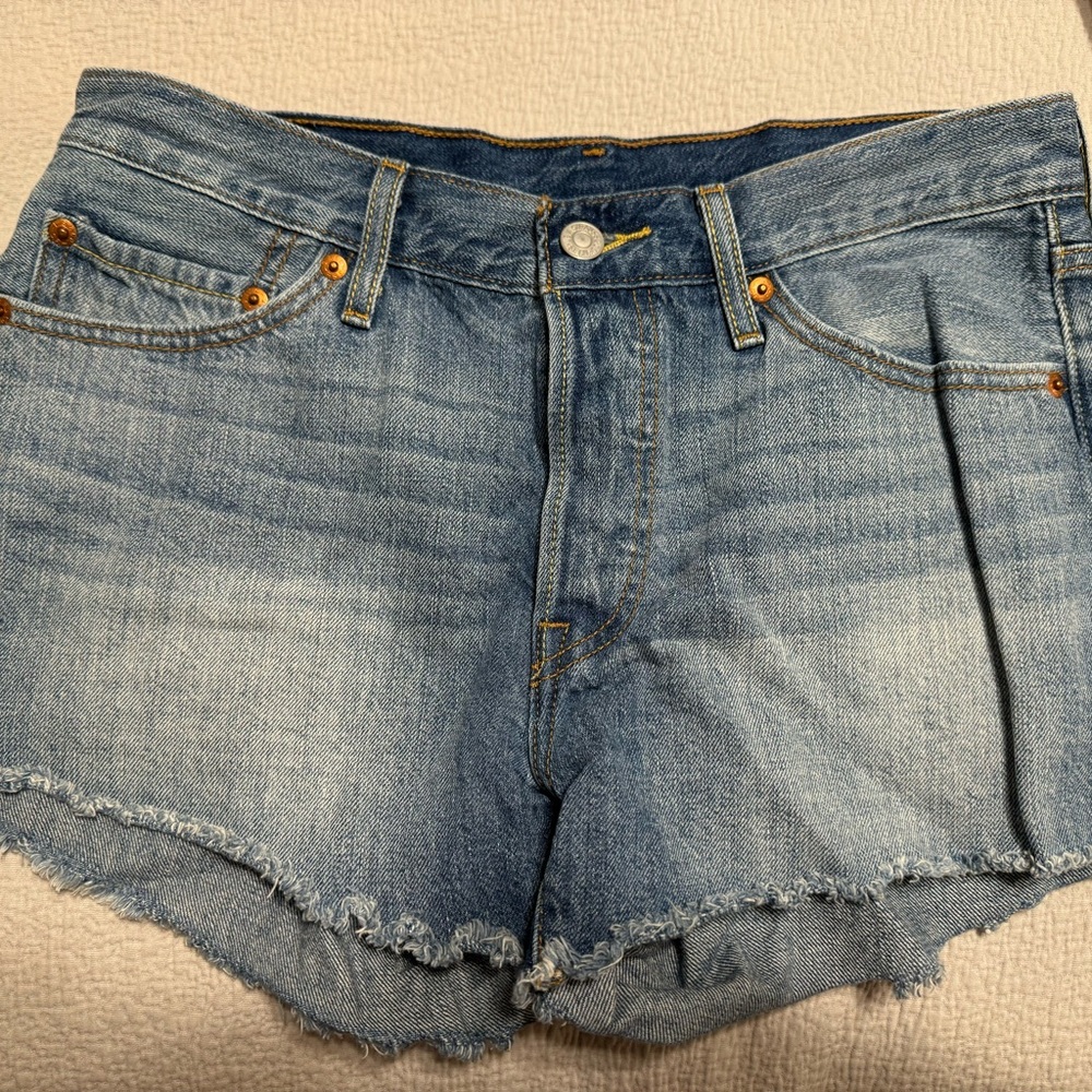 Levi's Blue Jean Shorts with Distressed Details